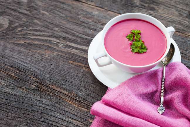 Chilled beetroot and cucumber soup 