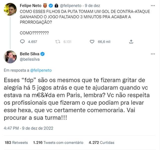 Twitter/ @felipeneto/ @bellesilva / Estadão