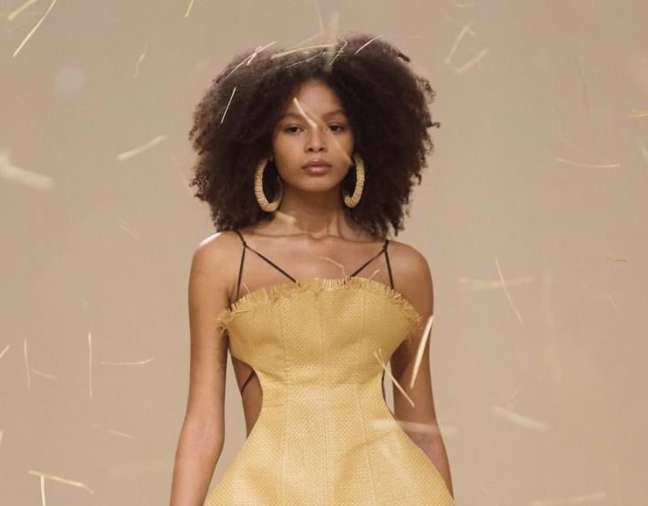 Bahia, 18, makes her debut at the Jacquemus fashion show in Paris