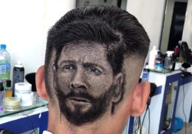 Messi's face is reproduced in a haircut