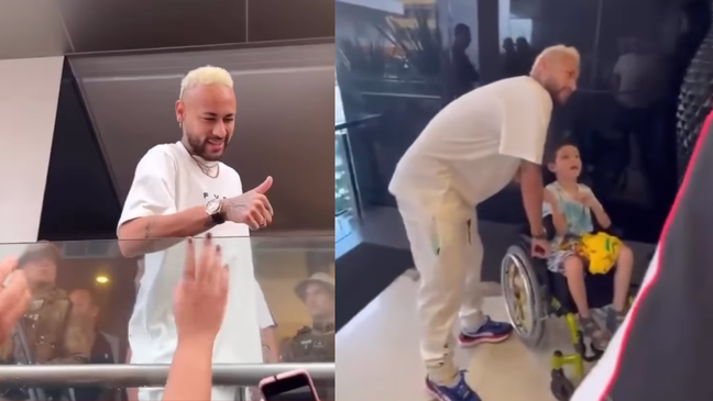 Neymar causes excitement when he comes down to greet fans in SC;  look
