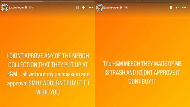 Justin Bieber rails against the brand that is using his image: ‘I did not authorize’