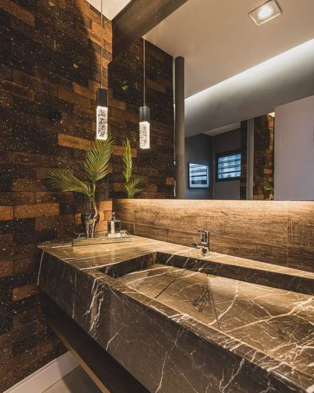 42. Chic Bathroom With Brown Marble – Photo Decor Salteado 42. Chic Bathroom With Brown Marble – Photo Decor Salteado