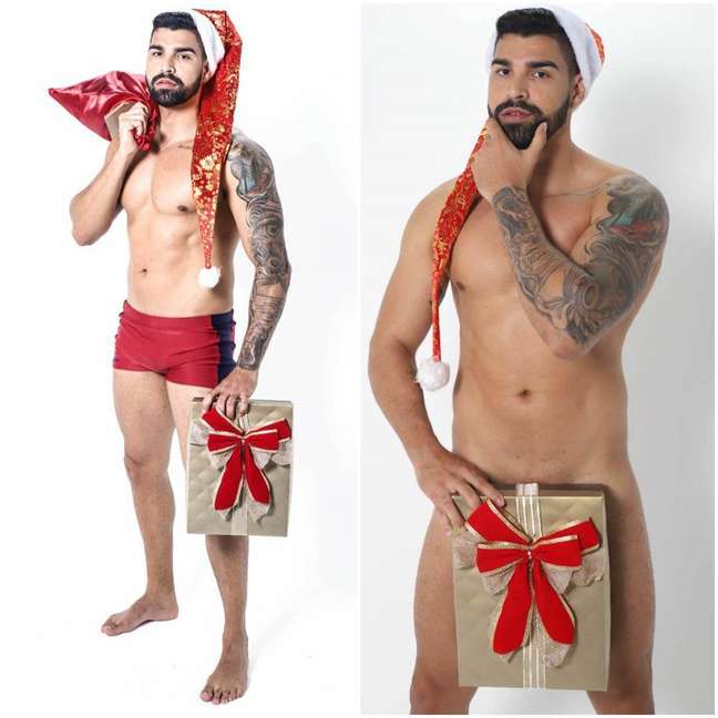 Mister Brasil swapped out heavy bathing suit and insinuating nudity when he embodies a bold Santa Claus