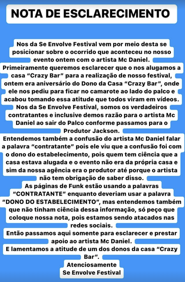 The organizers of the festival have published a note of clarification The organizers of the festival have published a note of clarification