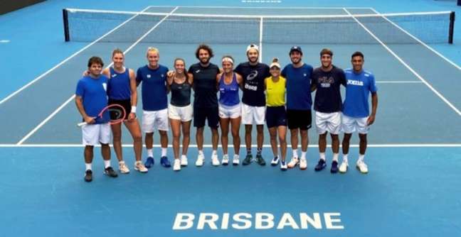 Brazil hold their first full training session for the United Cup in Brisbane