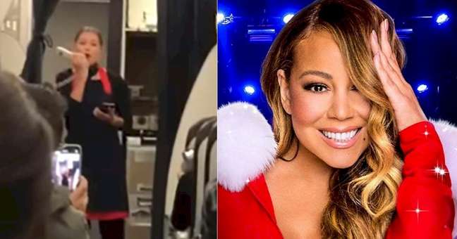 The flight attendant sings a Mariah Carey classic during the flight