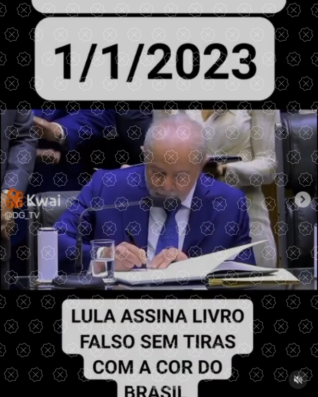 The image suggests that Lula signed the warrant in a fake book