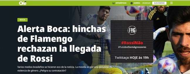 Jornal da Argentina repercute movimento de torcedores do Flamengo contra a contratação de Agustín Rossi