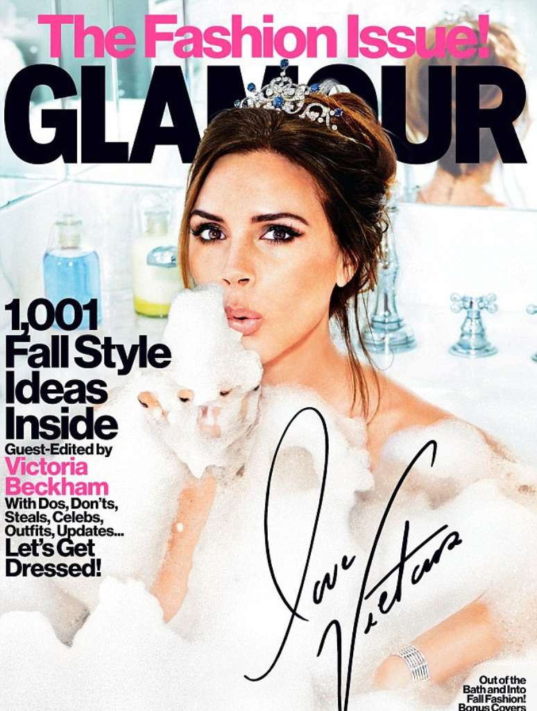 Victoria posa com um milk shake para a revista 'Glamour' de setembro, da qual foi capa e editora convidada