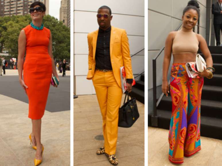 Mistura de cores fortes marcam os looks dos convidados da semana de moda de NY