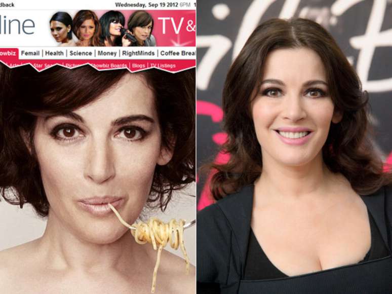 Apesar de mais magra, a chef de cozinha Nigella Lawson apareceu com o rosto mais fino do que a realidade em capa de revista