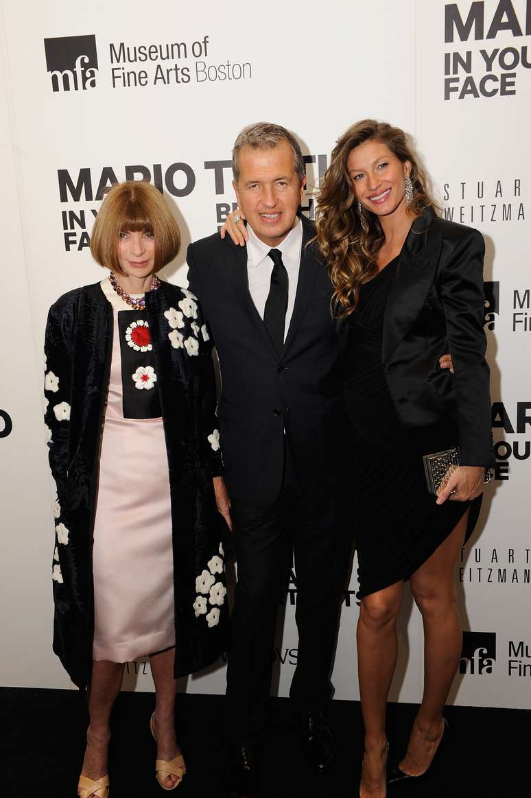 Mario Testino ao lado de Gisele Bündchen e Anna Wintour