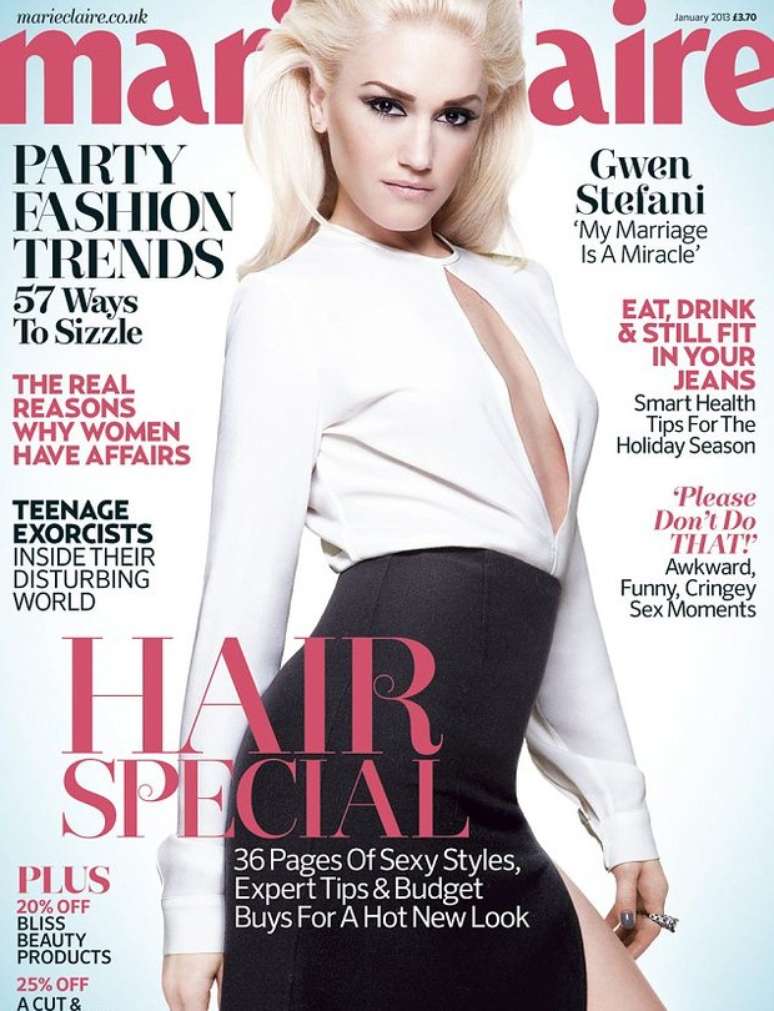 Gwen Stefani posou para a edição de janeiro da Marie Claire e, mesmo mostrando sua boa forma, ela confessou que deixou a malhação de lado. Em entrevista à revista, a cantora de 43 anos disse que pensou que seu corpo "precisava de uma pausa". "No ano passado parei de malhar. Eu me foquei mais em me sentir bem do que me forçar tanto na academia", disse. As informações são do Daily Mail