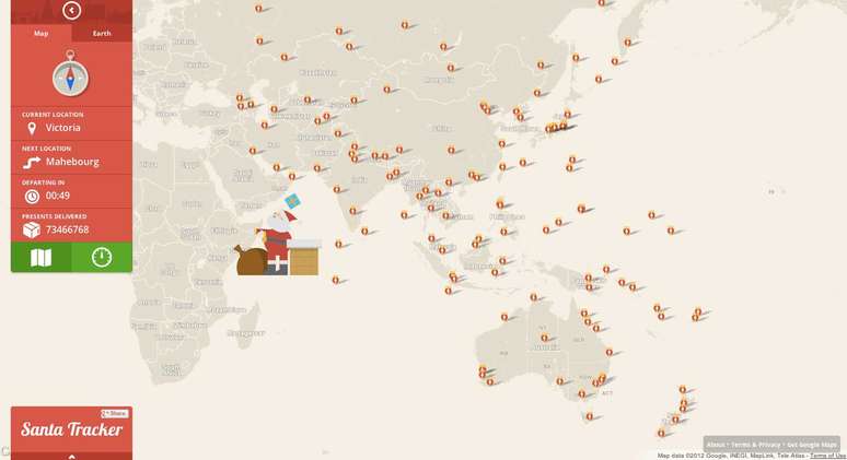 Agora é possível seguir o Papai Noel ao redor do mundo no Google
