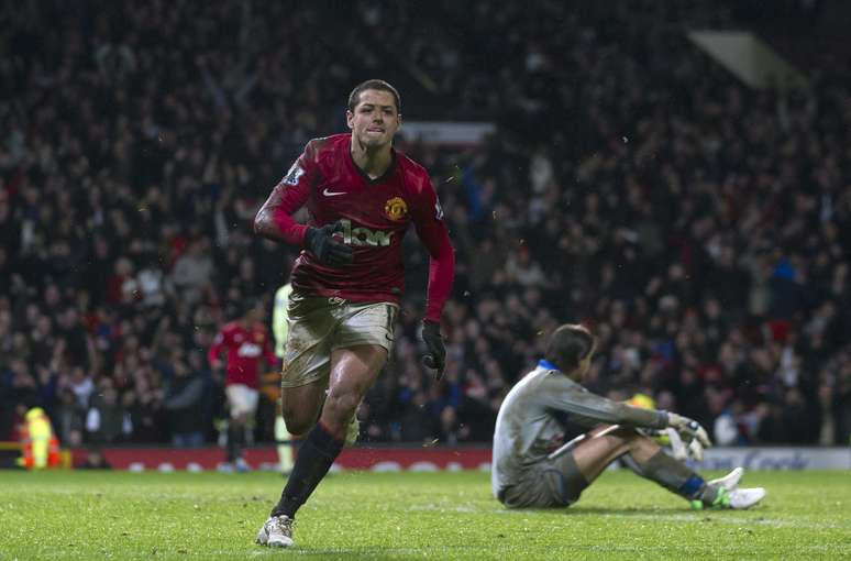 Javier Hernández, o Chicharito, marcou o gol da vitória para o Manchester United