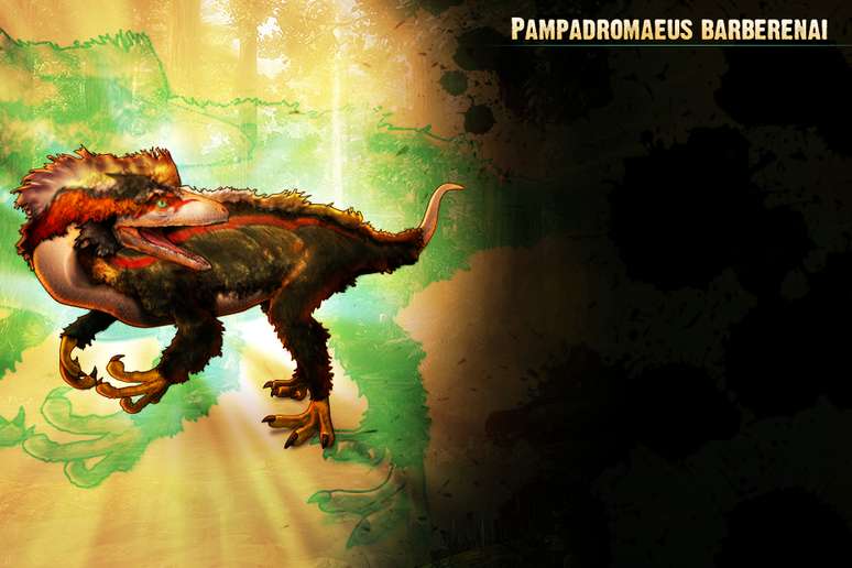 O Pampadromaeus tinha apenas 50 cm de altura, 1,2 m de comprimento e pesava em torno de 15 kg