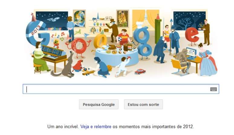 Véspera de Ano Novo 2012 foi celebrada pelo Google em doodle especial