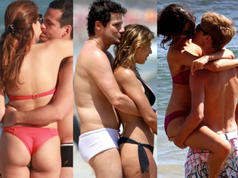 Na areia ou na água, famosos são flagrados em momentos românticos nas praias
