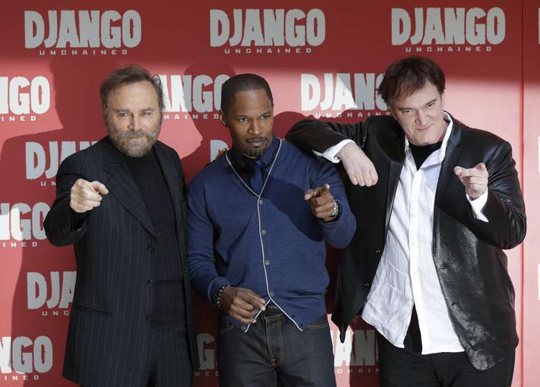Franco Nero, Jamie Foxx e Quentin Tarantino posaram juntos
