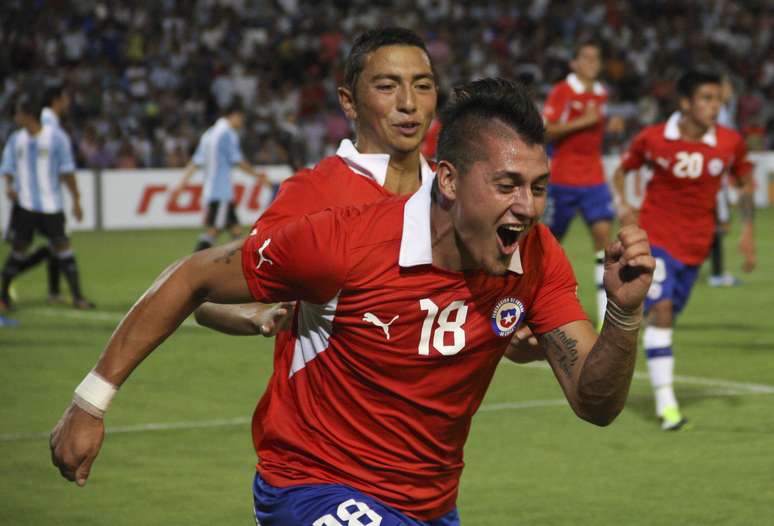 Castillo comemora o gol que deu a vitória ao time chileno
