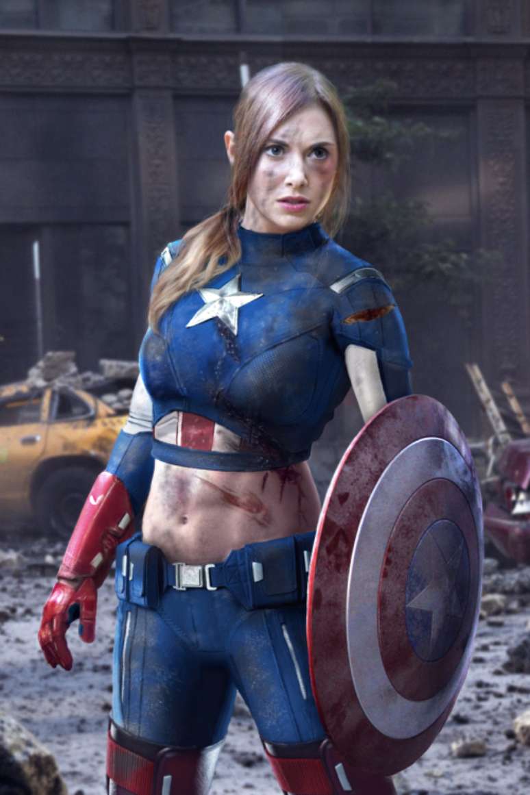 A atriz Alison Brie, da série 'Community', se transformou em Miss América, super-heroína inspirada no Capitão América, da Marvel Comics, interpretado nos cinemas por Robert Downey Jr.