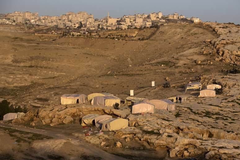 Fotografia de 13 de janeiro mostra parte das colônias conhecidas como E1, na Cisjordânia