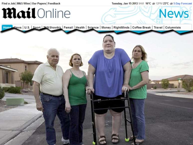 A síndrome fez a americana chegar aos 2,11 m de altura e mais de 180 kg