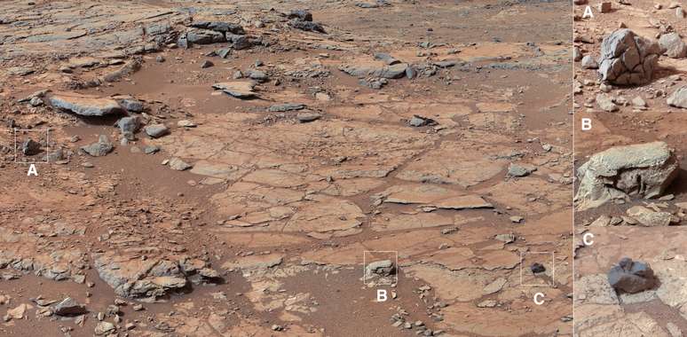 Imagem divulgada pela Nasa mostra área onde o robô Curiosity deve fazer suas primeiras perfurações em solo marciano