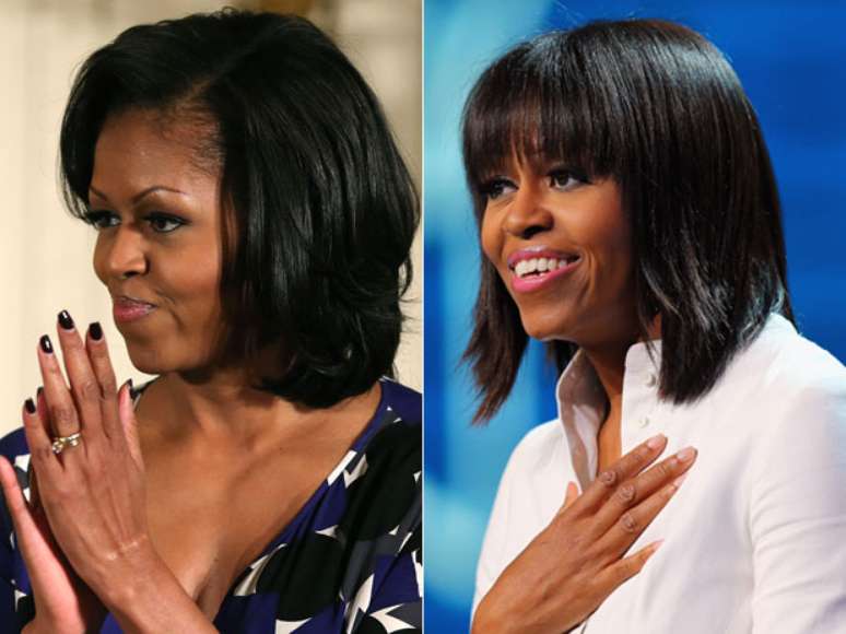 À esquerda, Michelle em novembro de 2012, com o corte antigo, e à direita o novo cabelo da primeira-dama