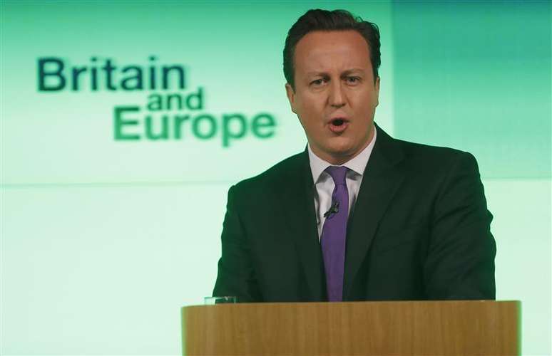 Premiê britânico, David Cameron, faz discurso sobre a União Europeia e o papel da Grã Bretenha no bloco, em Londres. 23/01/2013