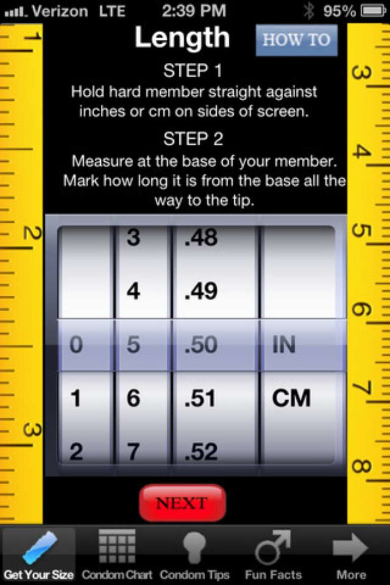 Aplicativo dá instruções passo a passo sobre como descobrir o tamanho certo da camisinha