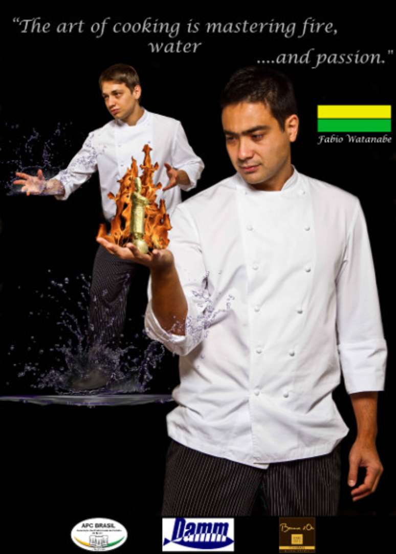Cartaz do brasileiro Fábio Watanabe, que é um dos 24 finalistas da prestigiada competição gastronômica