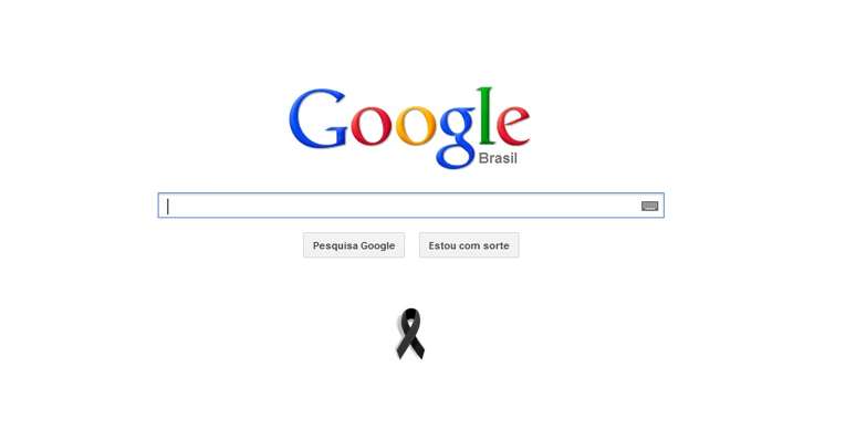 Com uma fita preta embaixo de seu campo de buscas, Google prestou homenagem às vítimas