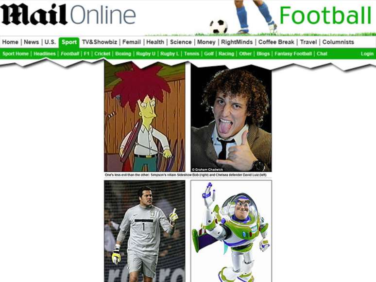 Diário inglês<i> Daily Mail </i>fez montagem com fotos de Júlio César e David Luiz ao lado da dos personagens