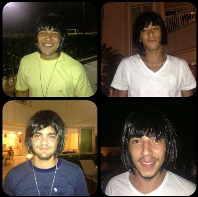 <p>Neymar entrou na brincadeira com amigos, e postou foto usando peruca chanel</p>
