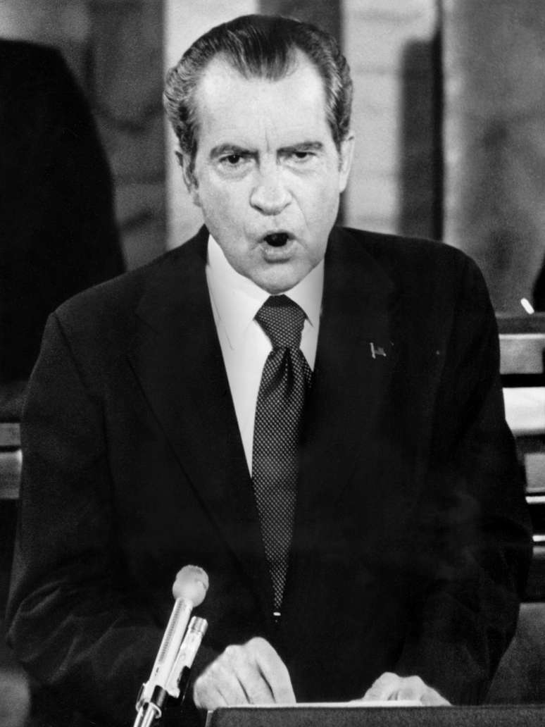 Richard Nixon fala ao Congresso durante pronunciamento de 1973