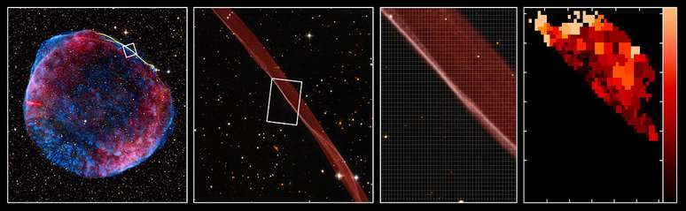 <p>Observações do Very Large Telescope mostram frente de choque do resto de supernova SN 1006</p>
