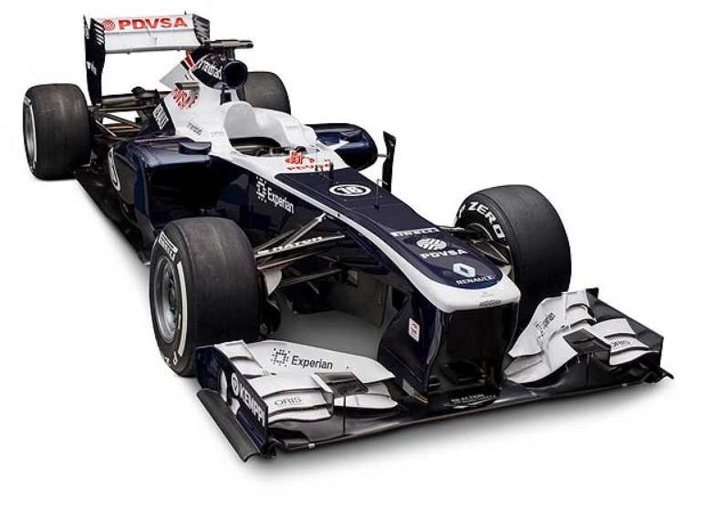 A Williams vem com uma pintura básica, com predominância do azul e branco