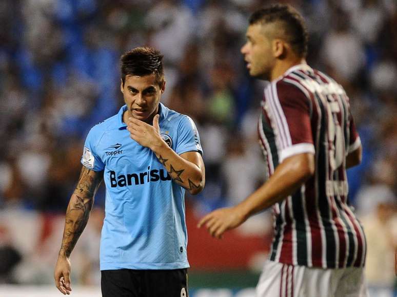 <p>Vargas marcou primeiro gol com a camisa do Grêmio</p>