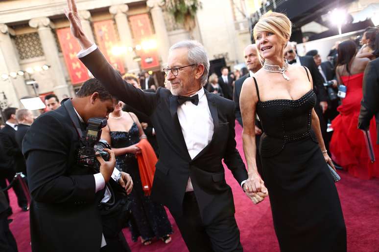 <p>Steven Spielberg  ao lado da mulher, a atriz Kate Capshaw</p>