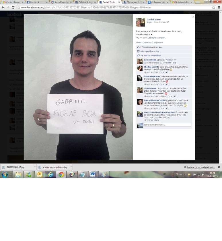 Ator Wagner Moura na foto que enviou para a estudante Gabriele Stringari