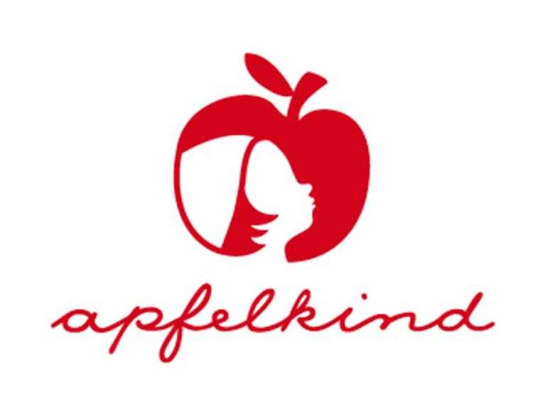 A Apfelkind (ou "maçã-criança") usa como marca uma maçã vermelha vazada, com a ilustração do rosto de uma criança