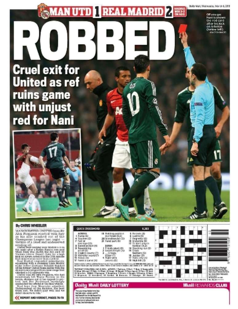 Daily Mail disse que o Manchester United foi roubado