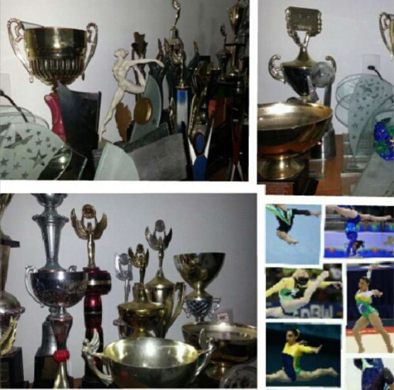 Daniele Hypólito colocou foto mostrando todos os troféus conquistados com a camisa rubro-negra