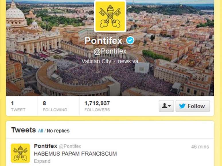 <p>Conta papal havia sido desativada na renúncia de Bento XVI</p>