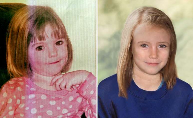 Montagem mostra foto da menina Madeleine McCann aos três anos (E), quando desapareceu, e como ela seria em 2012, com nove anos