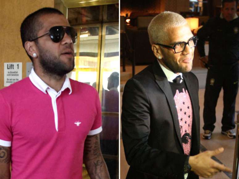 Antes e depois: Dani Alves apresentou seu novo visual em chegada à concentração da Seleção Brasileira