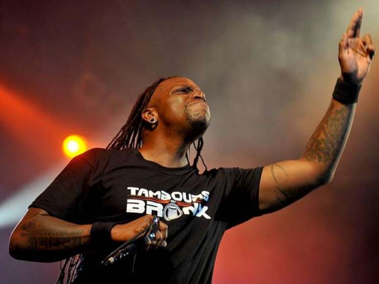 <p>Derrick Green em show do Sepultura no Rock in Rio de 2011</p>