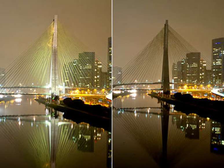 <p>Ponte estaiada sobre o rio Pinheiros, em São Paulo, participou do ato</p>